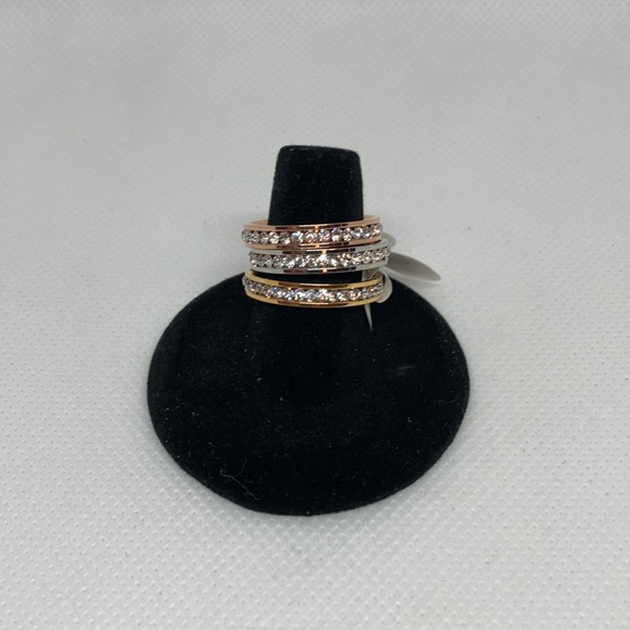 Austrian Crystal 3 stackable Silver, Rose Gold and Gold rings(NWT)J-10,J11 - Picture 2 of 7